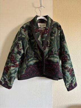 Earl Allen Vintage Tapestry Holly Berry Cropped Jacket